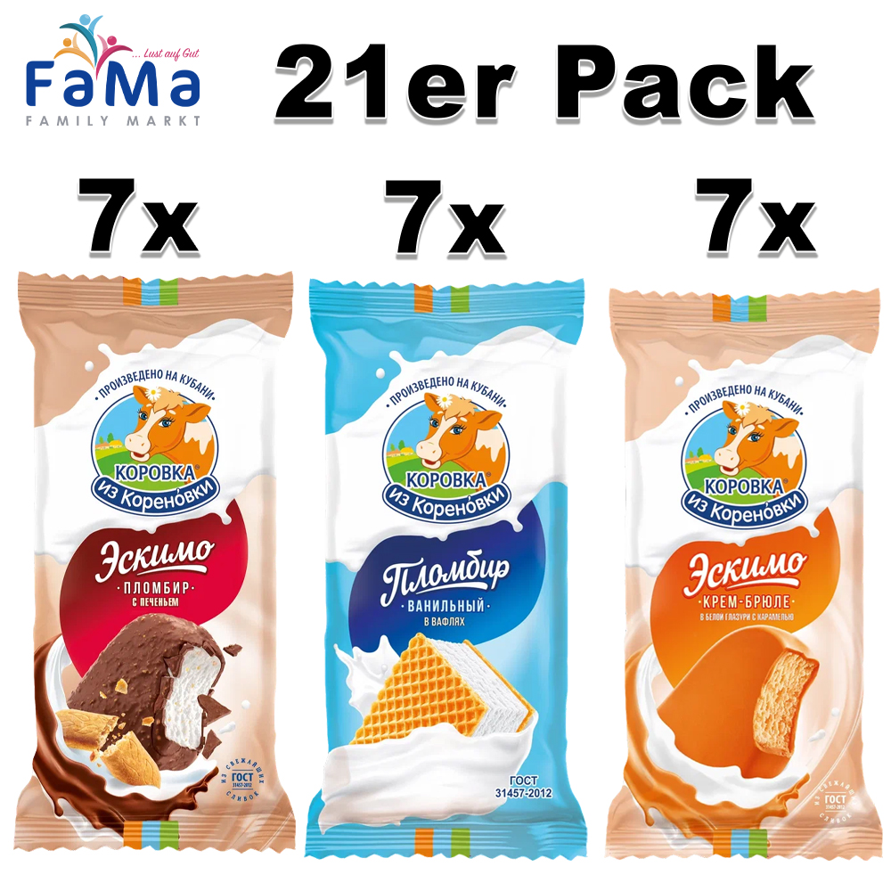 KiK Eis 3er Mix Escimo: Creme Brülee, mit Keksen, Plombir in Waffel je 7st