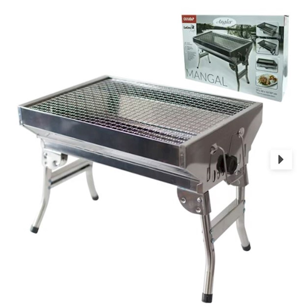 Mangal Rybak (45 x 30 x 12/35  0,6mm) 1st // Мангал Рыбак 45 x 30 x 12/35см нержавейка 0,6мм 