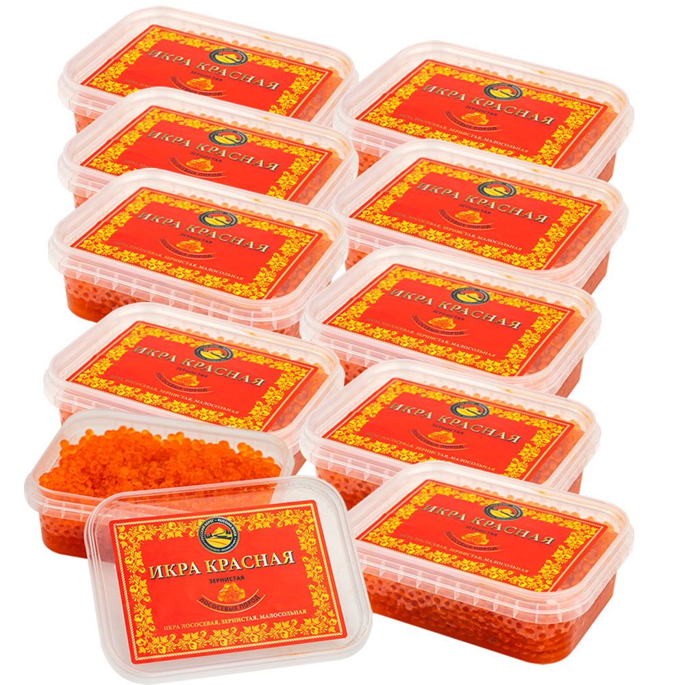 2.5kg Russkiy Bereg Lachskaviar 10X250g SAMMELBESTELLUNG Gorbuscha Wildfang t/k -18°C ИКРА