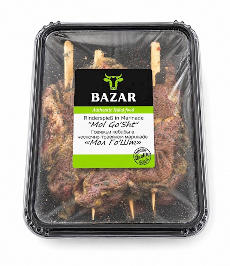 1 kg Bazar Rinderspieße „Mol Go Sht“ in Knoblauch-Kräuter // Говяжьи кебабы в чесночно-травяном маринаде 