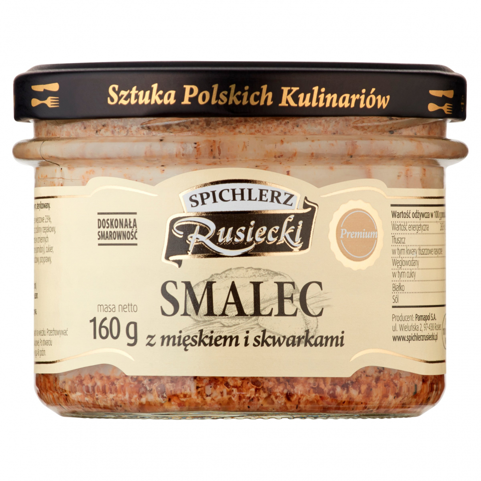 160g SMALEC Speckschmalz mit Fleisch und Grieben Spichlerz Rusiecki СМАЛЕЦ С МЯСОМ И ШКВАРКАМИ