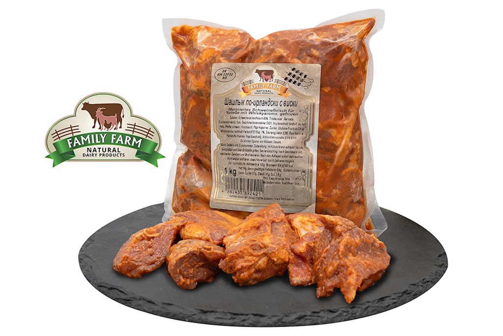 1 kg FF Meat Schaschlik Schwein "Irland-Whisky Arom" -18°C //  Шашлык из свинины со вкусом ирландского виски
