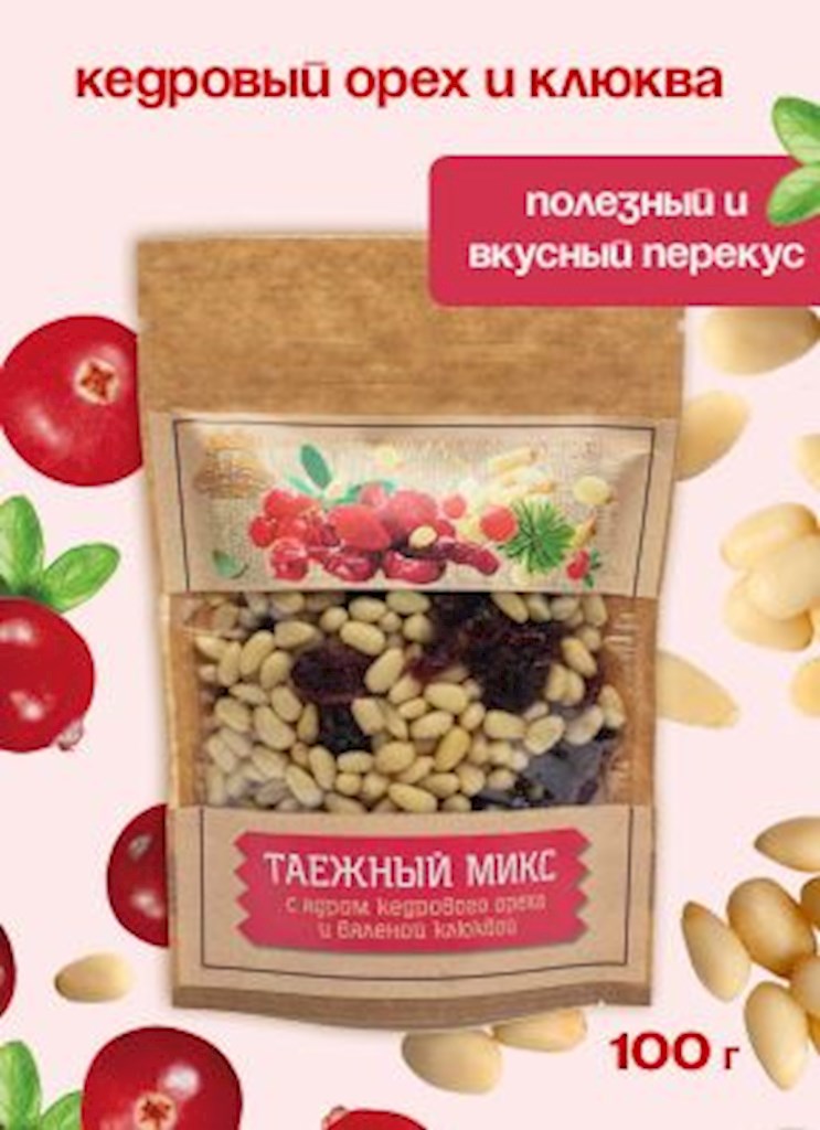 80g TerritorijaTaigi Taiga-Mischung: Pinienkerne+Moosbeeren // Таежный микс с ядром кедрового ореха и вяленой клюквой