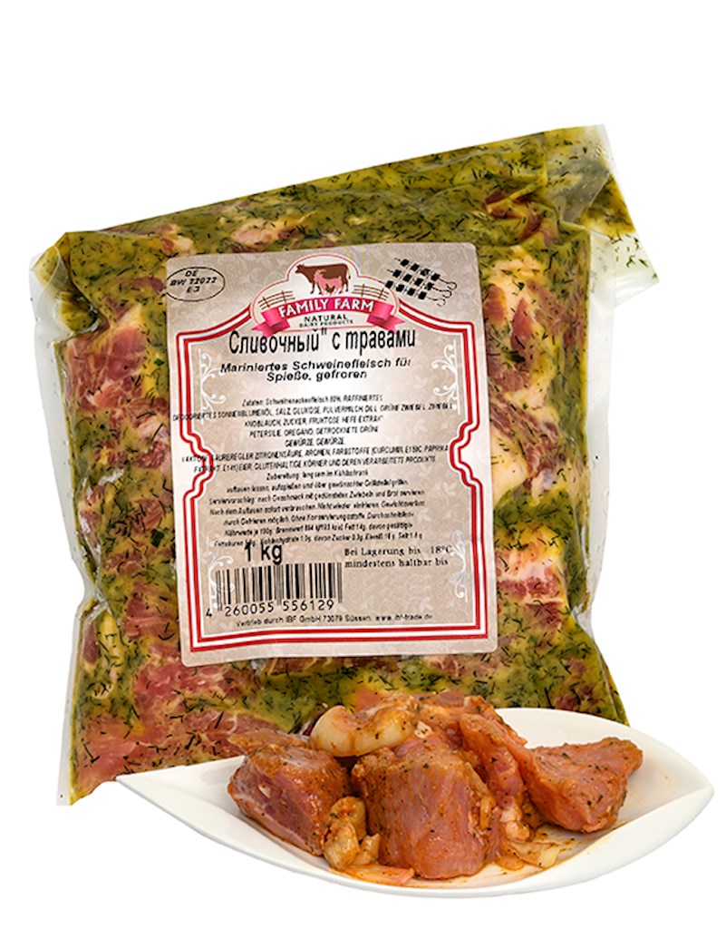 1 kg Schaschlik aus Schweine Nacken "Crema" mit Kräutern //  Шашлык "Сливочный" с травами