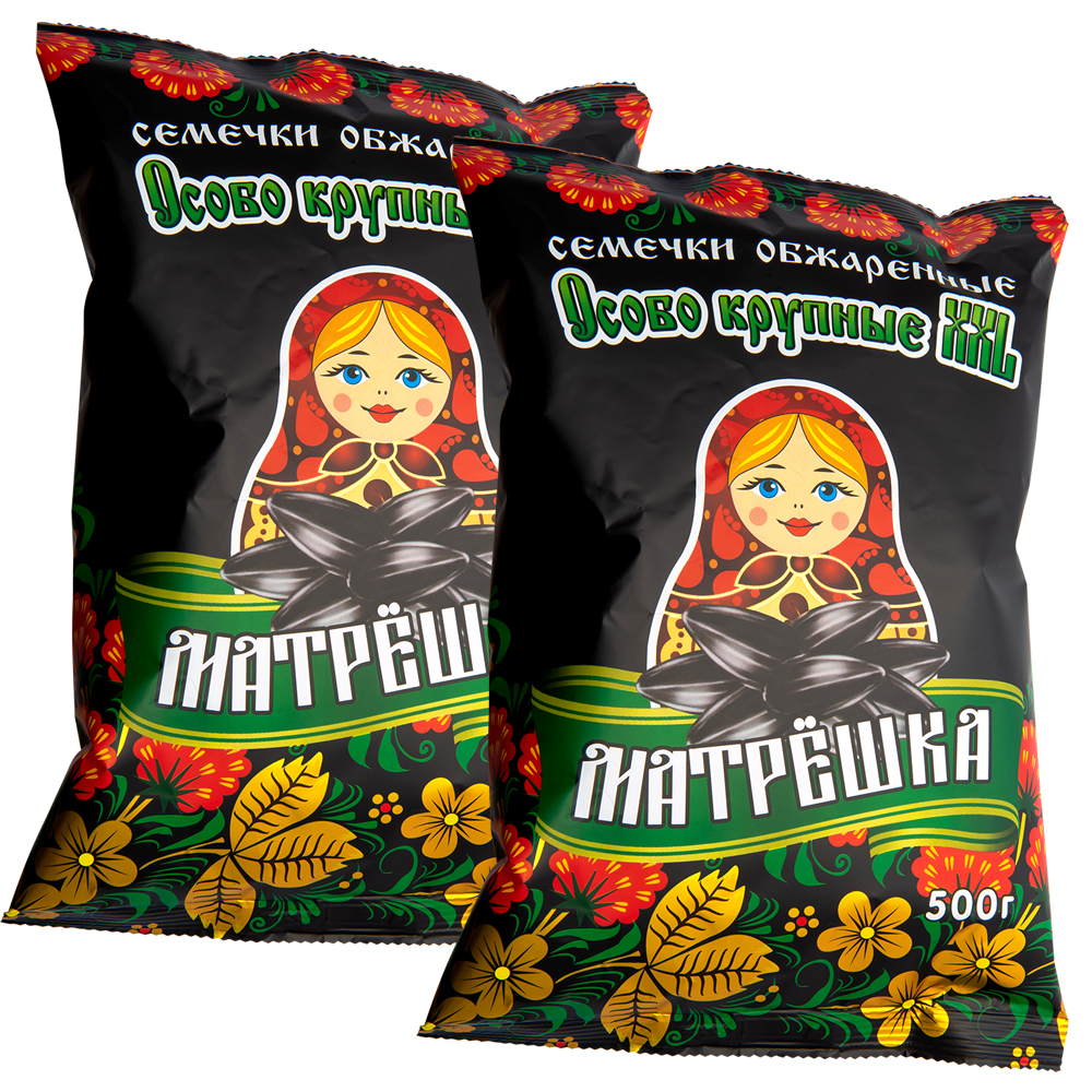2X300g Sonneblumenkerne Matroschka XXL Schwarz Geröstet Матрёшка Отборные обжаренные семечки