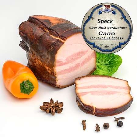 Family Farm Meat Über Holz geräuchert Speck  ca.350g // Family Farm Сало на дровах копченноe