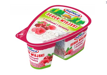 150g Hüttenkäse mit Himbeere und Moosbeere // Piatnica Творог зернистый с малиной и клюквой