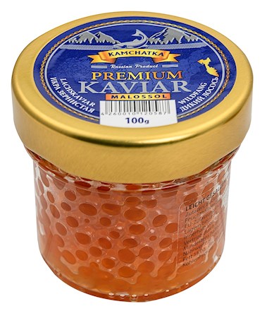 100g Kamchatka Kaviar Gorbuscha Glas -18° // Икра зернистая лососевая солено-мороженая
