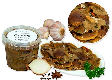 350g Stockschwämchen in Oel mit Zwiebeln // Опята в масле с луком