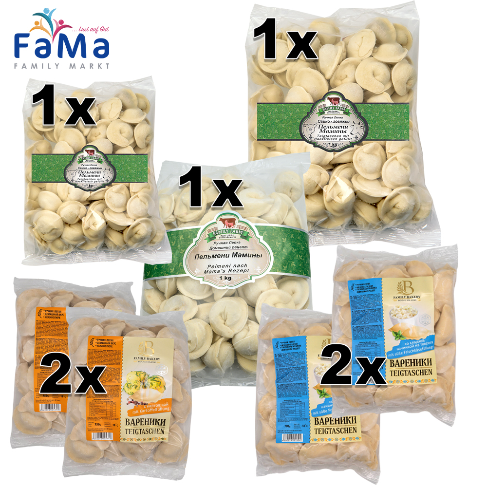 6,25kg Pelmeni HANDGEMACHT & Wareniki Mix  Teigtaschen gefüllt