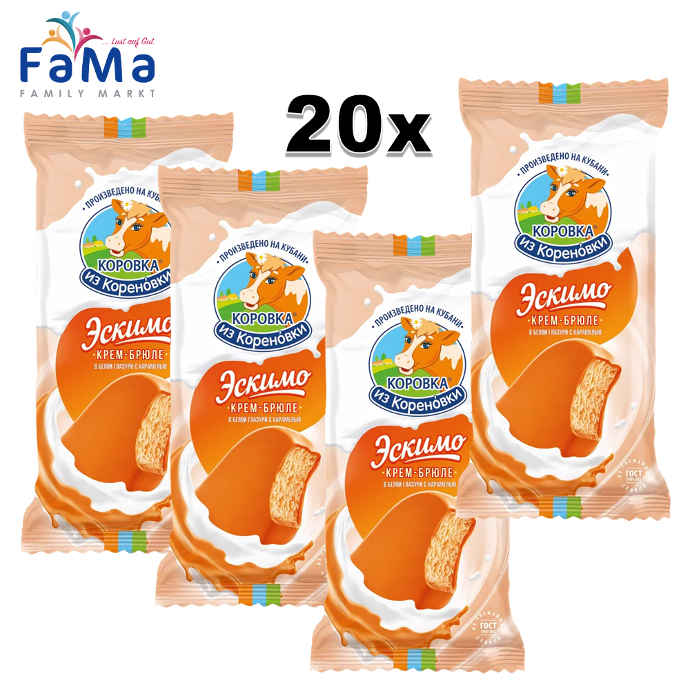 20er Pack KiK Eis Escimo Creme-Brülee mit Karamelglasur 70g // КИК Мороженое Крем-брюле в карамелевой глазуре