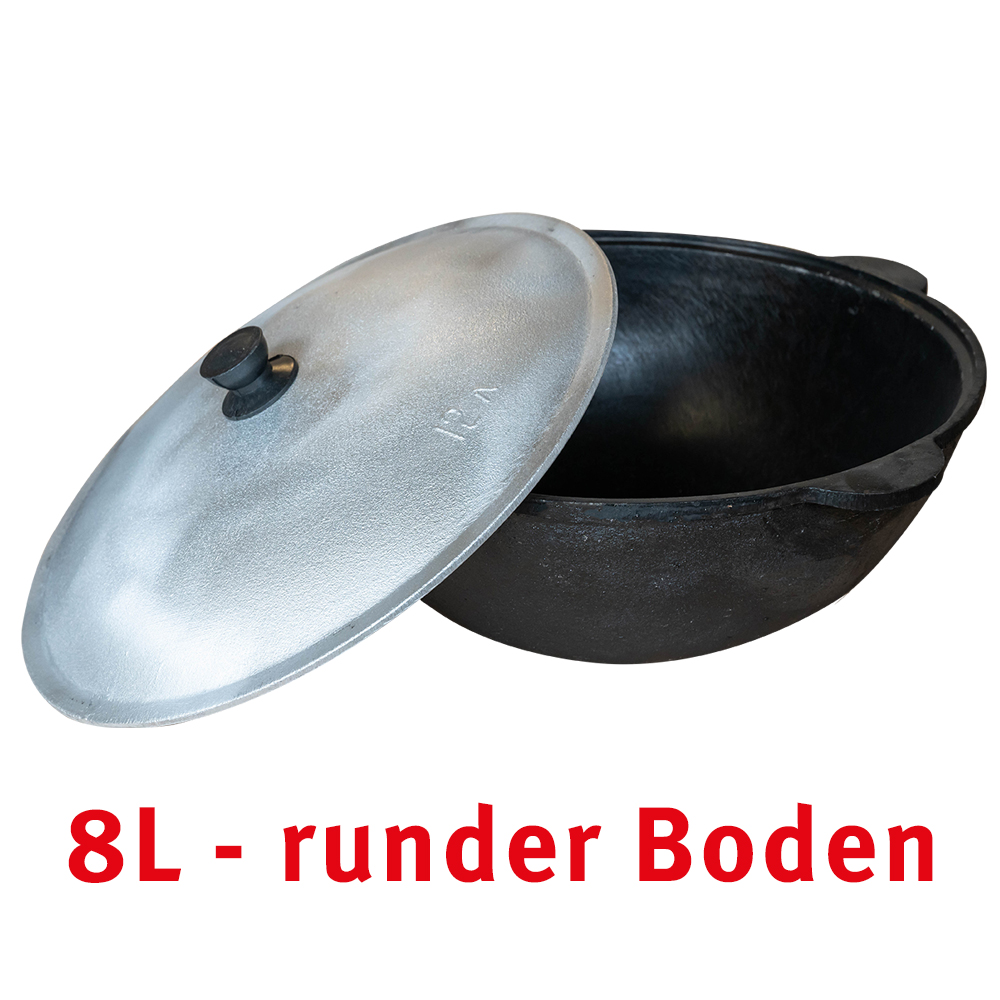 Ø 36cm 8 Liter Gusseisen Topf mit Deckel runder Boden Kazan Asia Wok Pilaw Plov auch für den Herd 