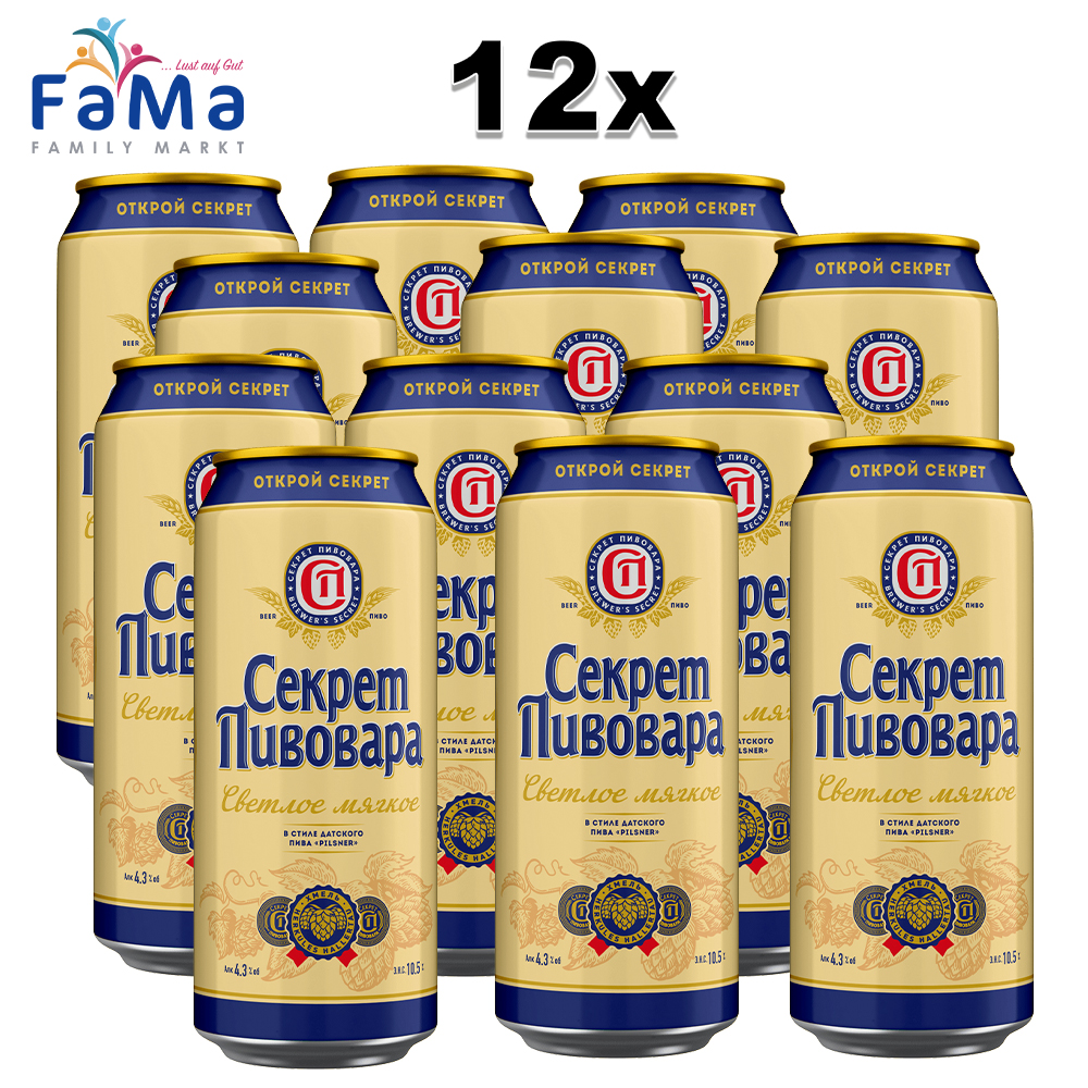 12er Pack Ochakovo Bier Alc.4,3% Vol. Sekret Pivovara 0,45l Dose