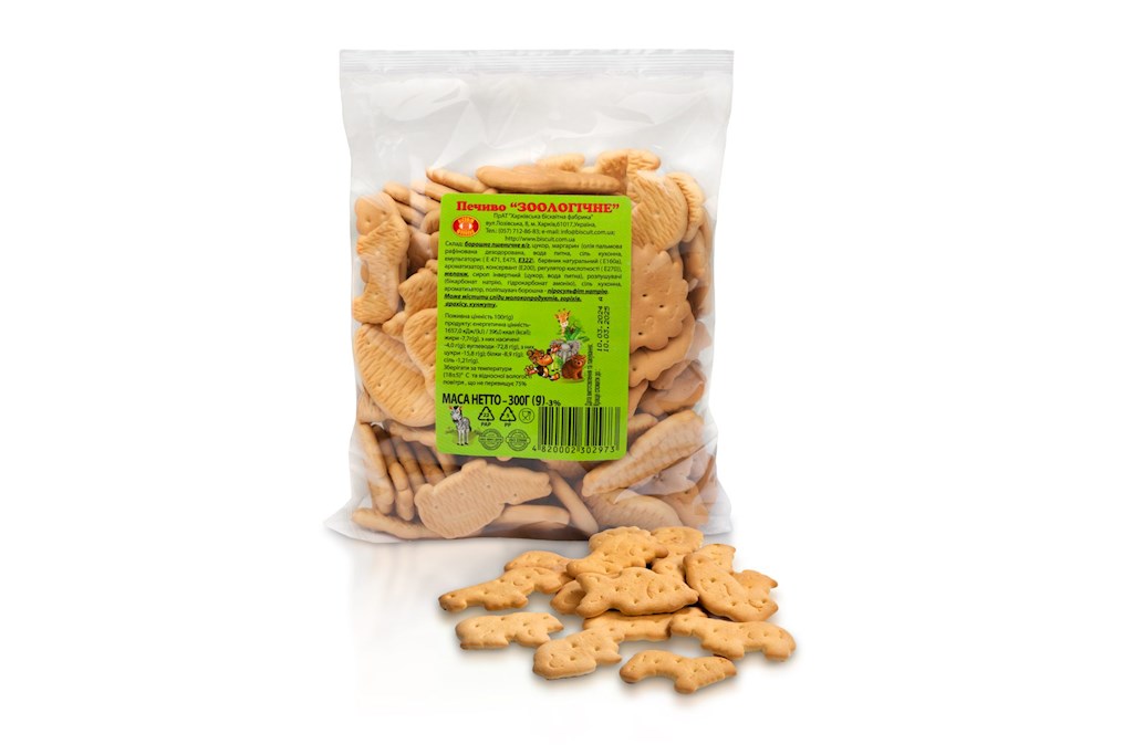 300g BS Kekse "Soologichne" mit Vanille-Sahnegeschmack // Печенье затяжное  Зоологическое