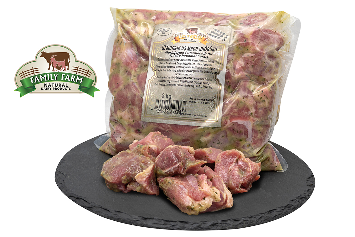 2,0 kg Schaschlik Pute OBERKEULE Hausmacherart Putenfleisch 