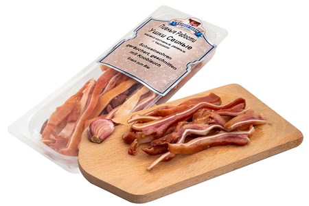 150g Schweineohren zum Bier mit Knoblauch // Family Farm Пивные Радости Ушки  свиные копченые с чесн