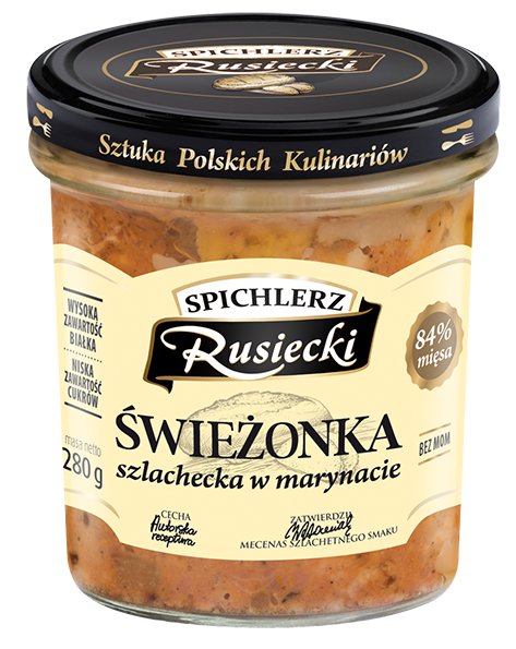 280g SCHWEINFLEISCH IN MARINADE Spichlerz Rusiecki Szlachecka w marynacie СВИНИНА В МАРИНАДЕ