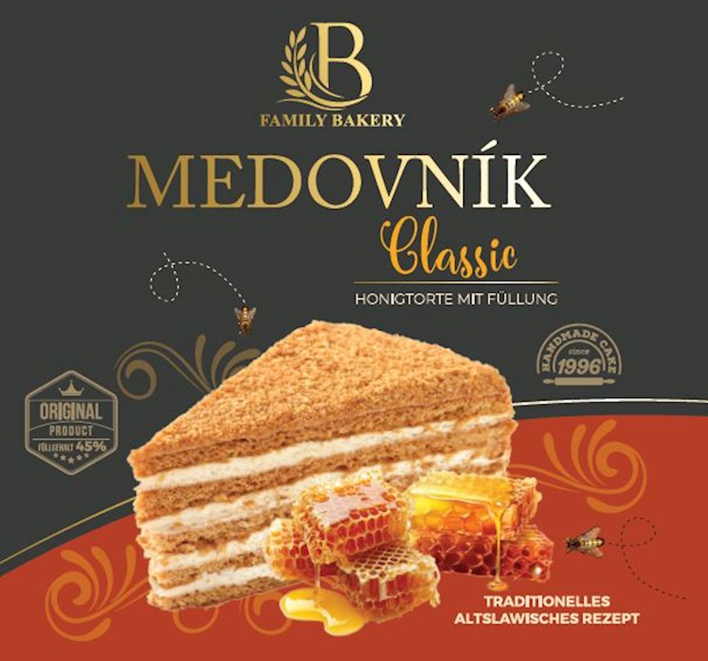 850g Family Bakery Altböhmische Honigtorte - Classic mit Nüssen und Honig -18°C tk // Старочешский медовик