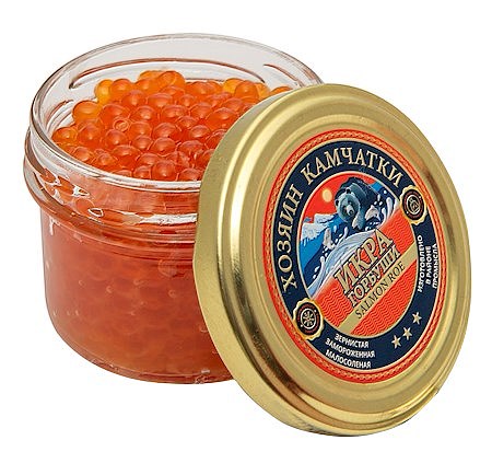 100g Hosjain Kamchatki Kaviar Gorbuscha Prem. o.K-18° // Икра зернистая лососевая Премиум солено-мороженая
