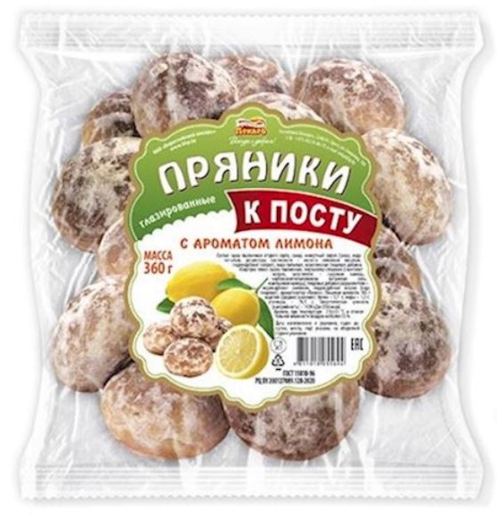 360g BP Prjaniki "K Postu" mit Zitronengeschmack //Брестский Пекарь Пряники К Посту с лимонным вкусом