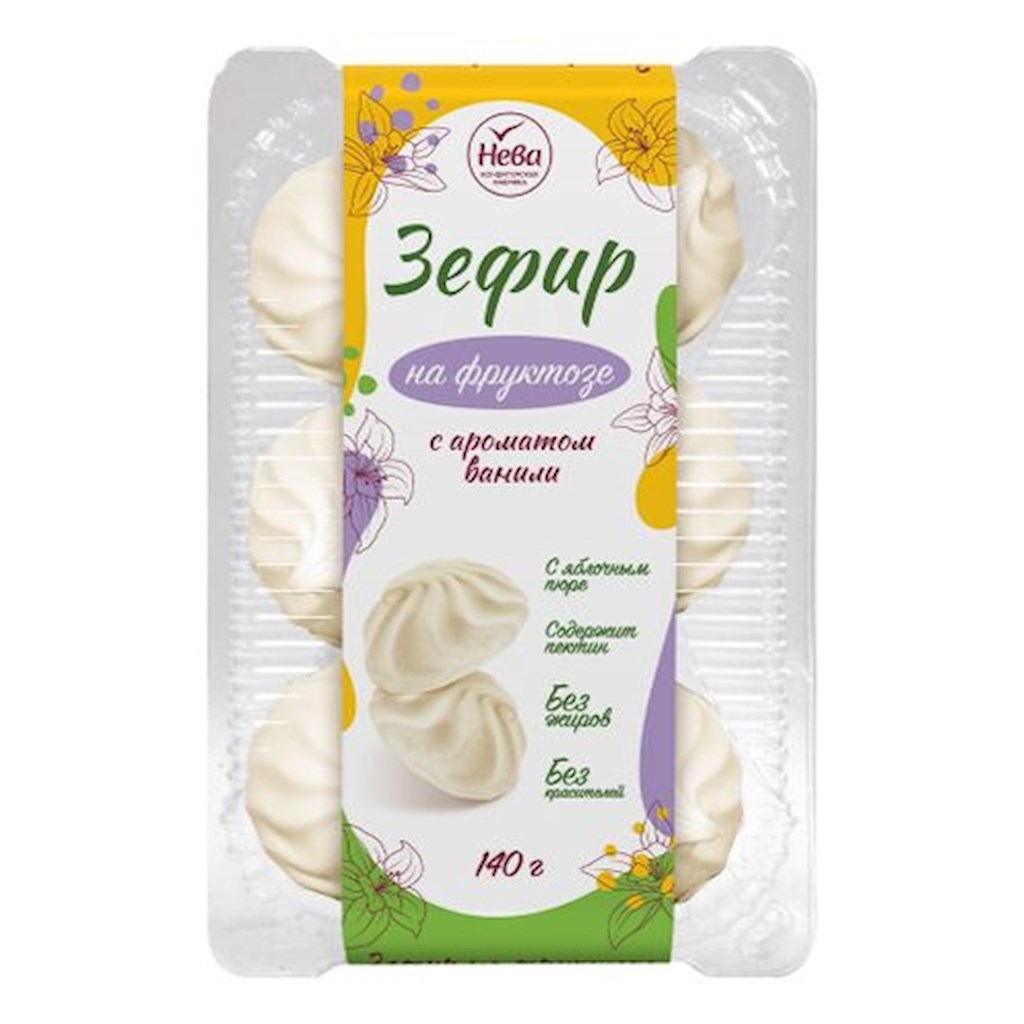 140g Neva Sevir mit Fructose Vanillegeschmack // Зефир с фруктозой с ароматом Ванили